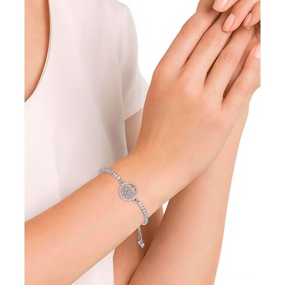 Cubic Zirconia Tree Of Life Adjustable Bolo Bracelet in Fine Silver Plate $75 - Picture 2 of 8